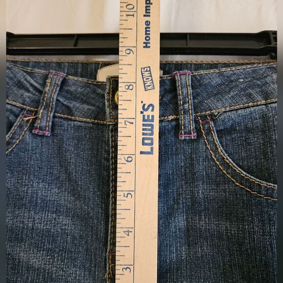 Route 66 Jeans Girl's Sz 12 (26x28) Low Rise Flare Dark Wash Floral Embroidered - Picture 7 of 10